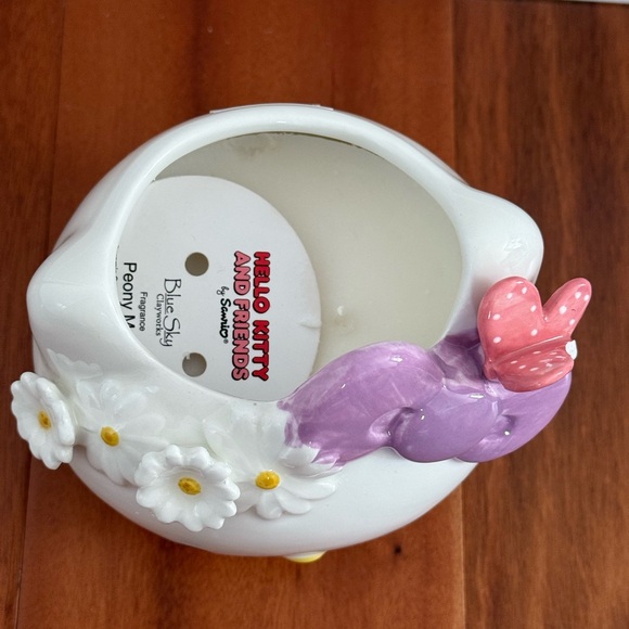 Damaged-Hello Kitty Blue Sky Ceramic Planter With Daisy Flowers Butterfly Detail - Picture 7 of 9